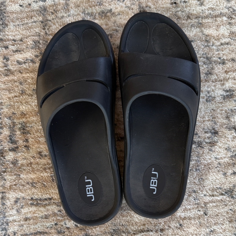 JBU Black Casual Slide Sandals